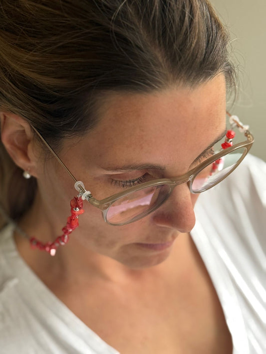 Sujeta Anteojos Nácar Rojo